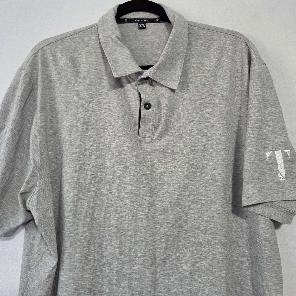 Public Rec Polo Shirt Men 2XL Gray Pima Cotton Blend Athleisure Golf Preppy Work - Picture 8 of 13